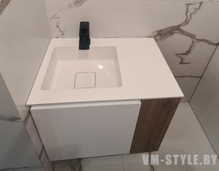 Тумба в санузел с мойкой из акрилового камня Staron