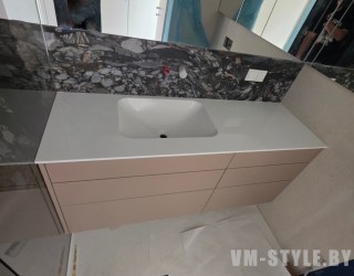 Тумба для ванной с раковной из искусственного камня
